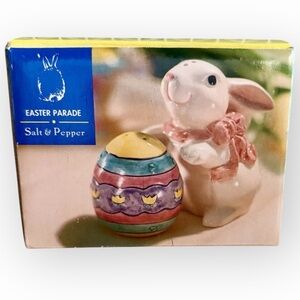 Vintage 1996 Easter Parade Bunny Egg Salt/Pepper Shakers-Rabbit & Co-New in Box!